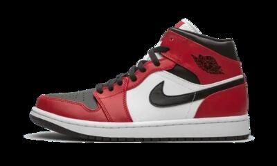 Schoenen - air jordan 1 mid - mid leren - zwart/rood/wit