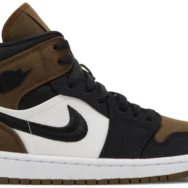 Jordan 1 Mid Olive Toe Women's Canvas - Black/Green