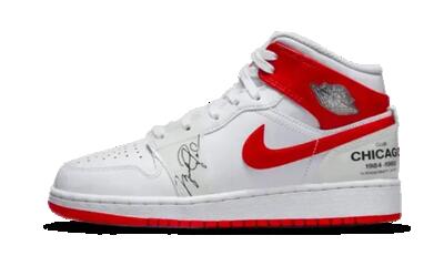 Schoenen - basketbal - rookie - mid-top bedrukt - wit/univ red