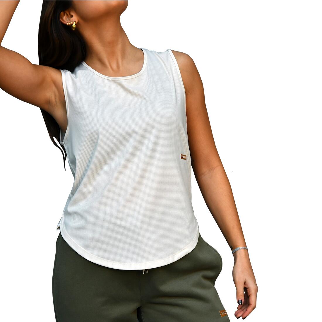 Camiseta sin mangas de pádel Relaxed Performance Beige & Dorado 2/3