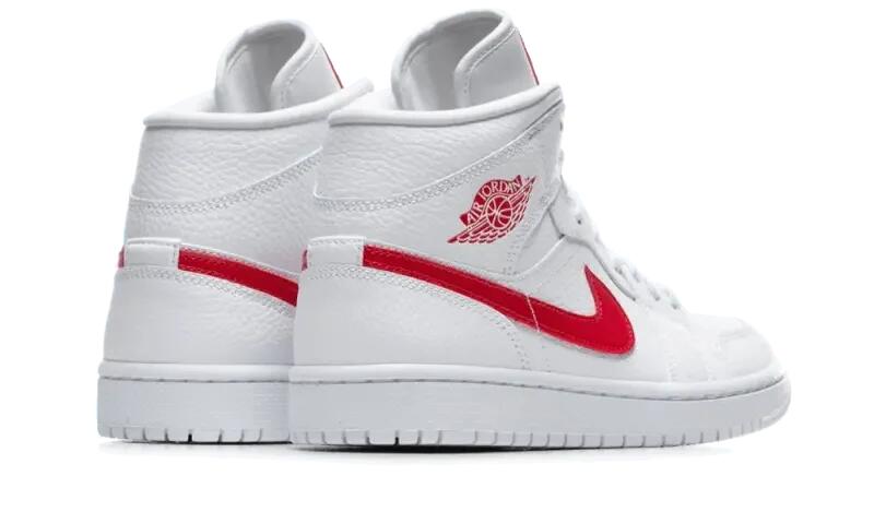 Jordan 1 Mid Blanc University Rouge (femme) 3/4