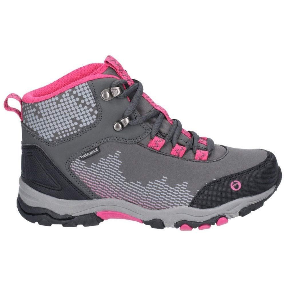 Childrens/Kids Ducklington Lace Up Hiking Boots (Grey/Pink) 2/4