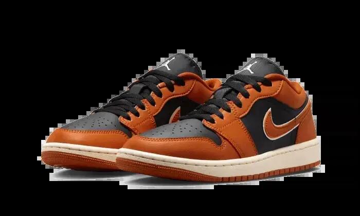 Scarpe - sneakers in pelle - air jordan 1 low se - arancione-nero 2/3
