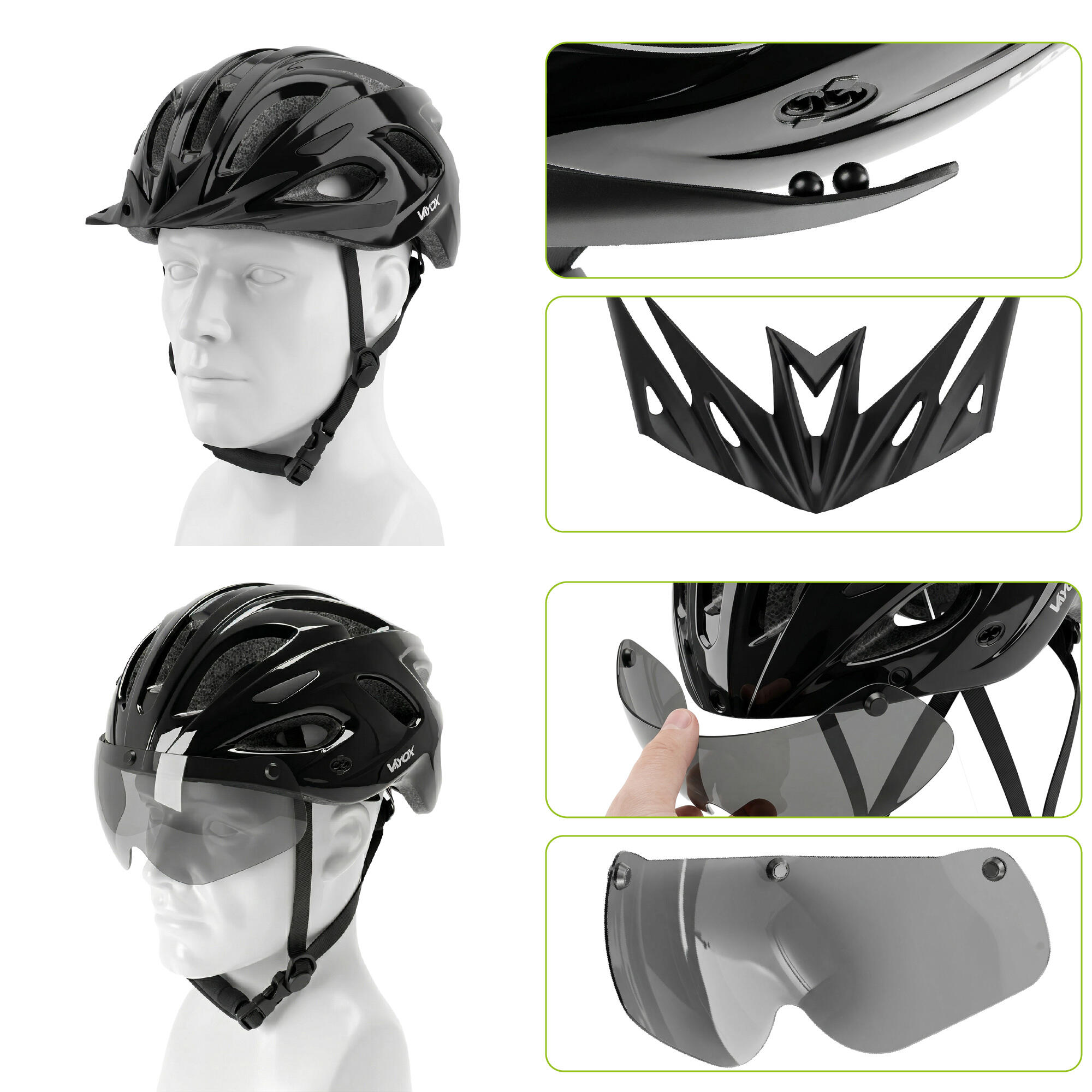 Capacete de ciclismo Vayox Speed VA0425 com luz LED e viseira 3/7