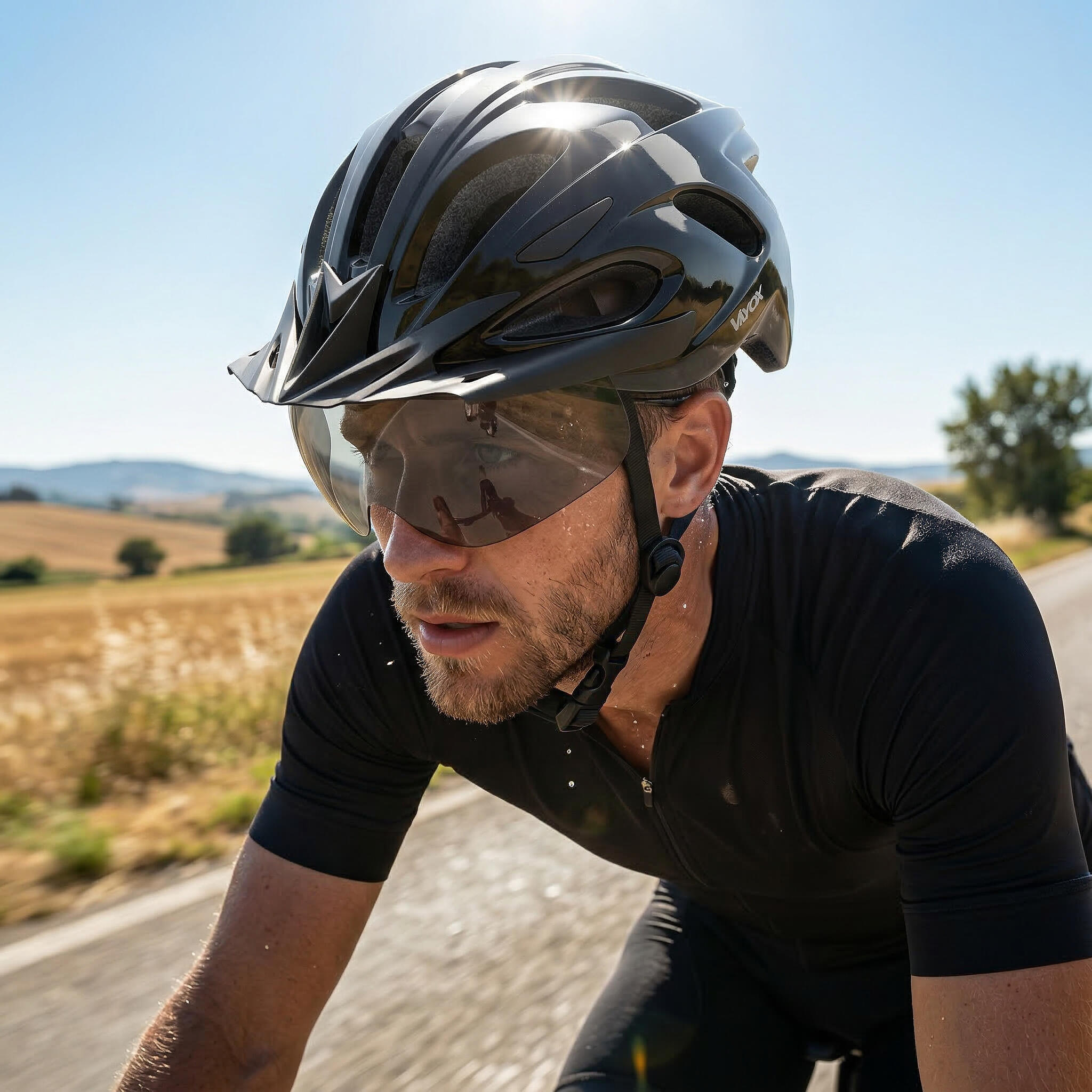 Capacete de ciclismo Vayox Speed VA0425 com luz LED e viseira 2/7