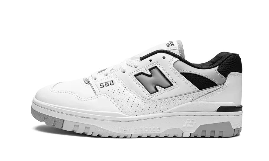 New Balance 550 White Concrete Black 1/4