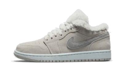 Schoenen - casual - jordan 1 low se - sherpa fleece, air - grijs