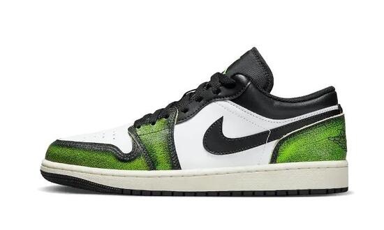 Scarpe - basse stampate - air jordan 1 low - nero/verde elettrico