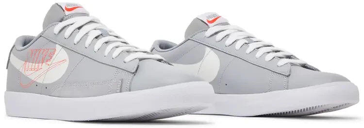 Nike Blazer Low Print Wolf Grey Sail Bright Crimson 5/5