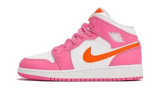 Scarpe - sport - Bambini - Mid-top pelle - Jordan 1 Mid Pinksicle Safety Orange