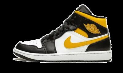 Schoenen - basketbal - air jordan 1 mid - wit/pollen/zwart
