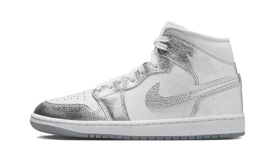 Schoenen - Air Jordan 1 Mid - Mid-top crinkled chrome
