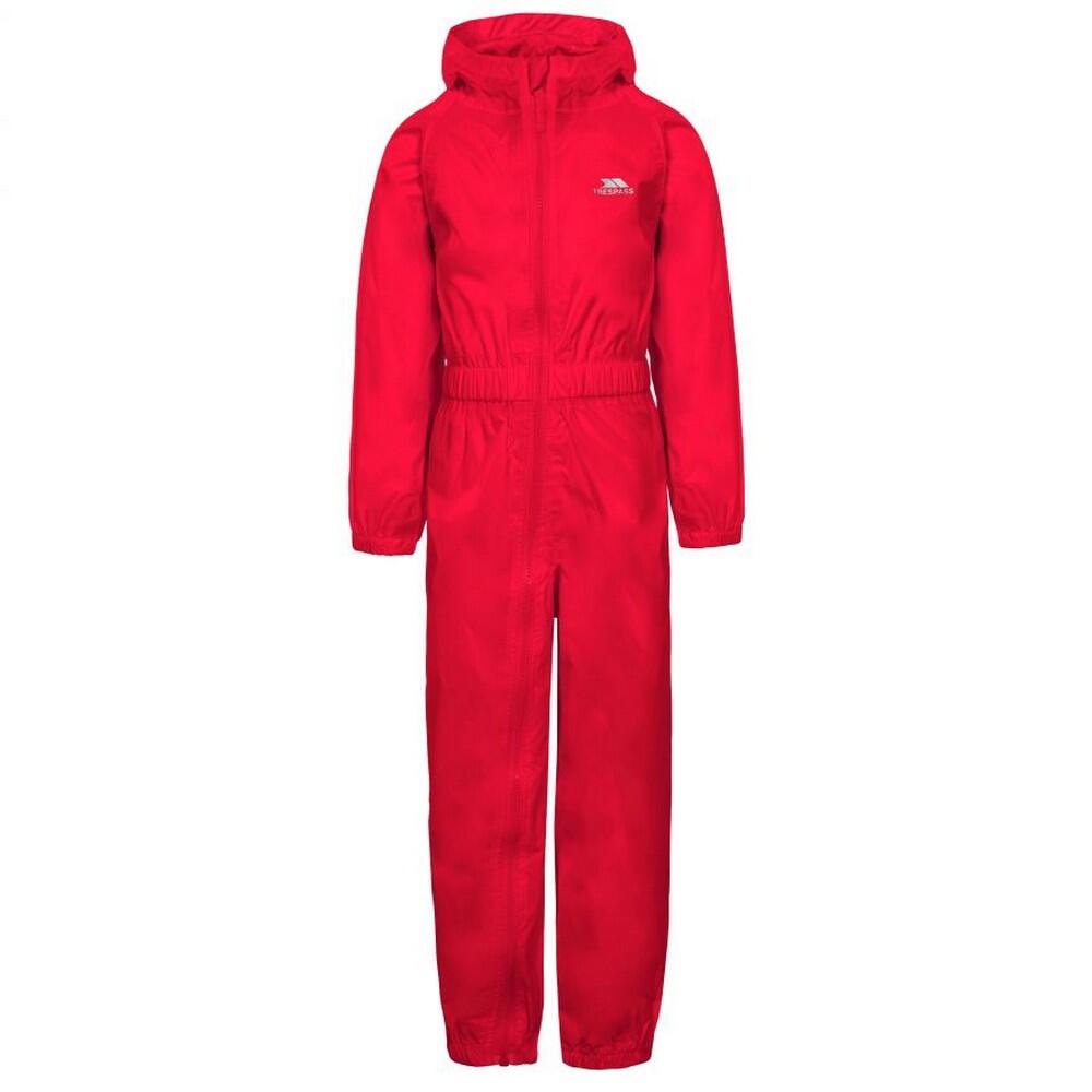 Childrens/Kids Button Rain Suit (Red)