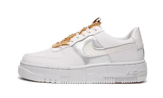 Nike Air Force 1 Low Pixel Grey Gold Chain