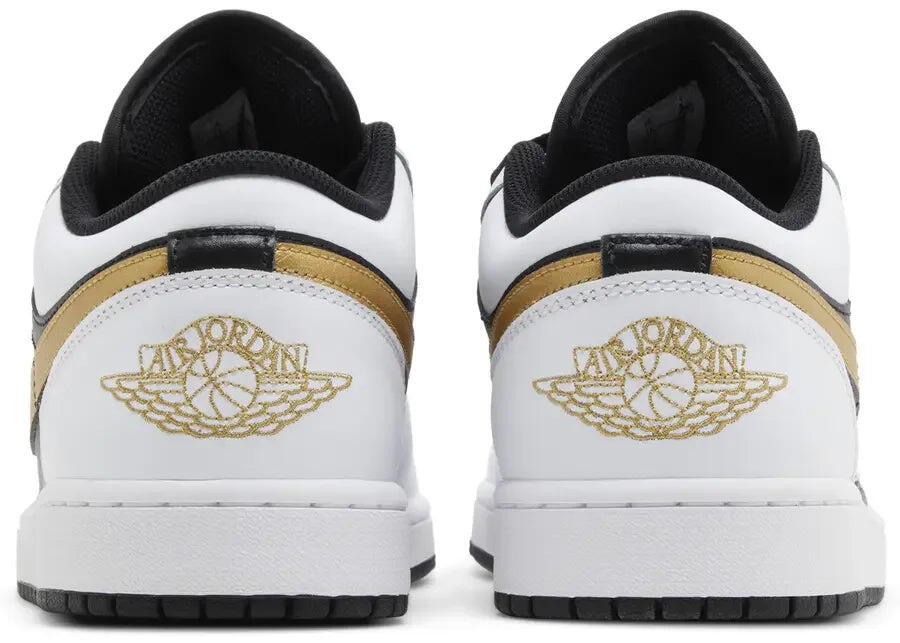 Jordan 1 Low White Black Metallic Gold Swoosh 4/5