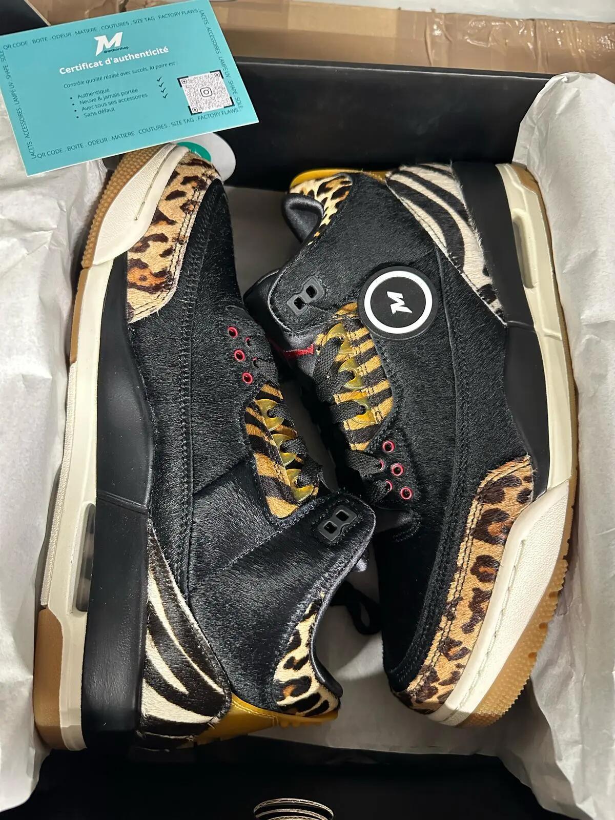 Zapatillas - baloncesto - estampado animal - jordan 3 - negro/moka oscuro 2/5