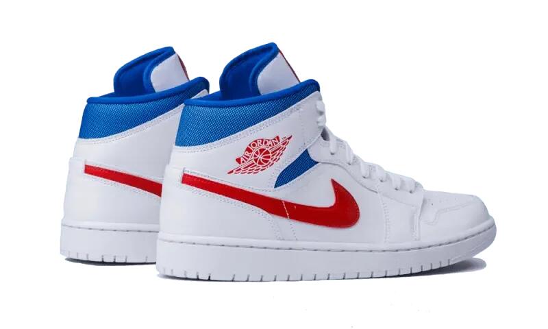 Jordan 1 Mid White Red Royal (W) 3/4