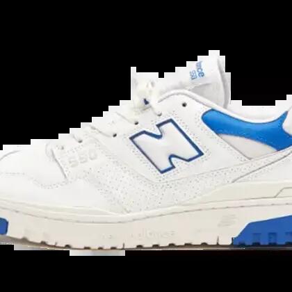 Unisex - Lifestyle - Shoes - Leather low-top sneaker - 550 - White/Cobalt Blue.