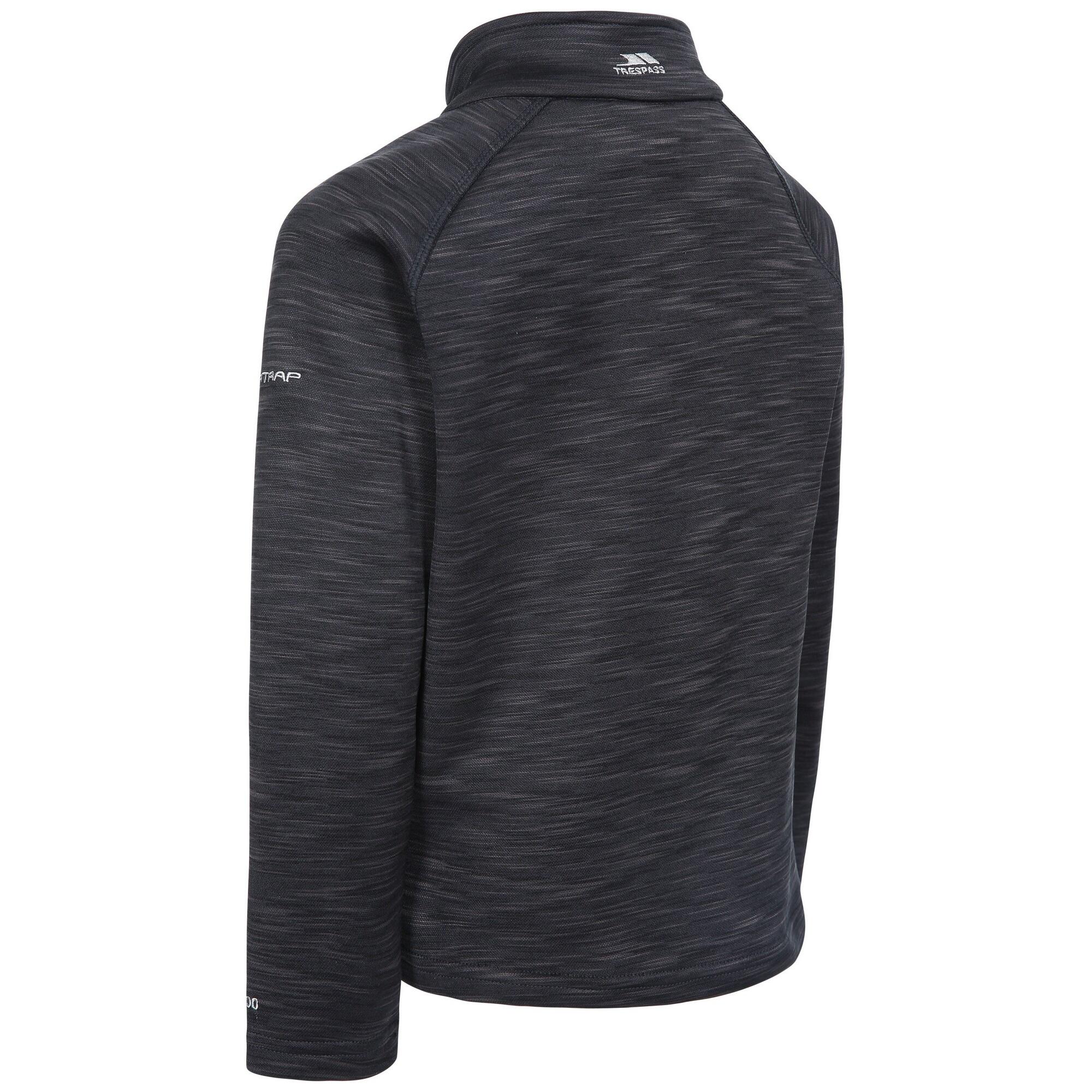 Kinder Fleecepullover Edvin mit 14Reißverschluss Jungen Schwarz meliert 2/4