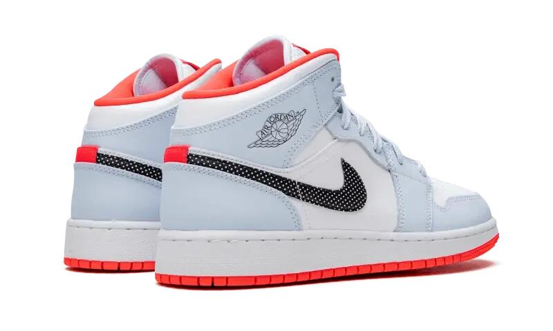 Air Jordan 1 Mid Half Blue Polka Dot Swoosh (GS) 3/4