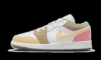 Schoenen - lifestyle - air jordan 1 low - pastel wit/roze-bruin