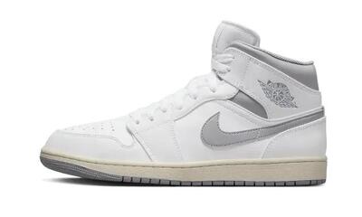 Scarpe - basket - air jordan 1 mid - pelle mid - bianco/grigio neutro