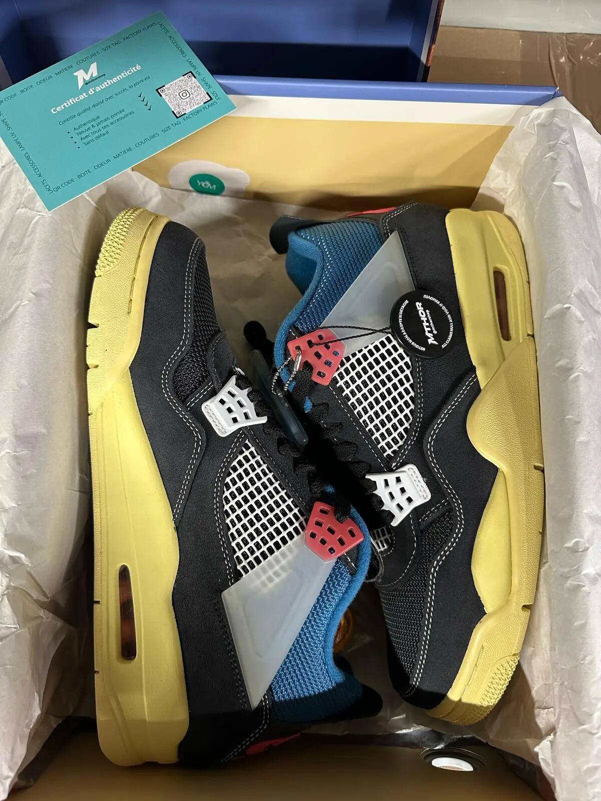 Zapatillas baloncesto - Air Jordan 4 Retro - Off Noir/Brigade Blue 2/5