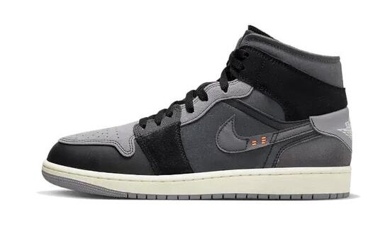Zapatillas - Baloncesto - Jordan 1 Mid - Negro/Gris-Naranja