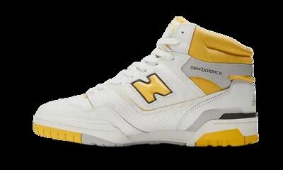 Scarpe - Tempo libero - Unisex - Hi-top basketball pelle - 650R - Bianco/Giallo