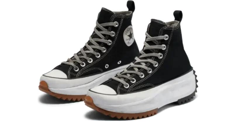 Converse Run Star Hike Hi Black White Gum Distressed 2/3