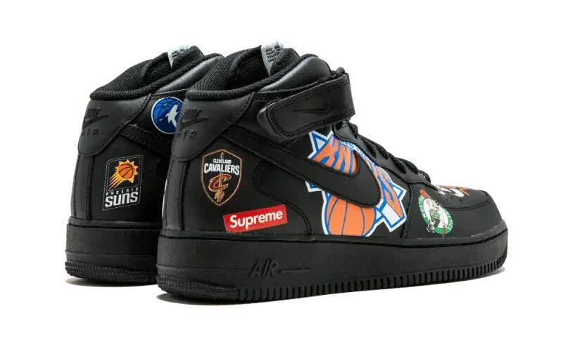 Nike Air Force 1 Mid Supreme NBA Black 3/4
