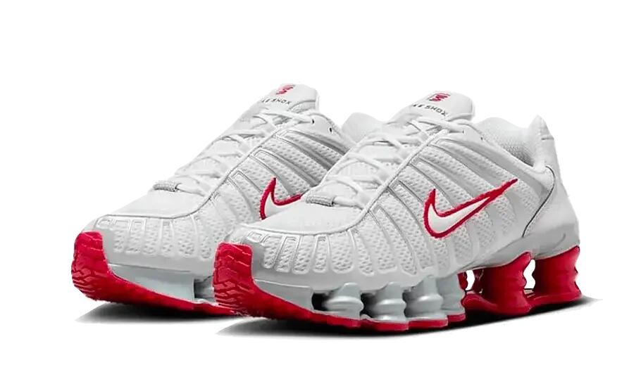 Nike Shox TL Platinum Tint Gym Red 3/4