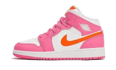 Scarpe - sport - Bambini - Mid-top pelle - Jordan 1 Mid Pinksicle Safety Orange