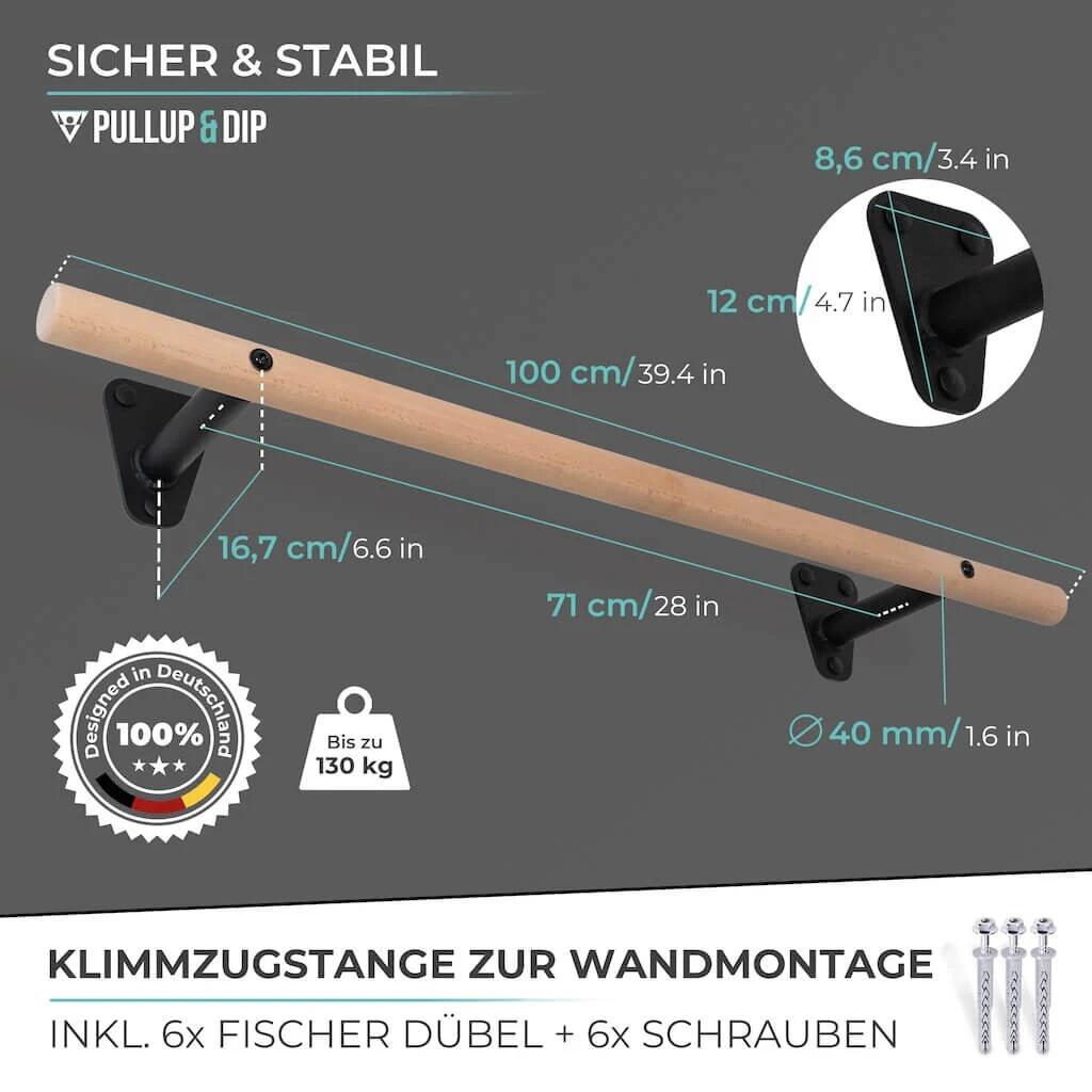 Holz Klimmzugstange zur Wandmontage über Türrahmen 5/7