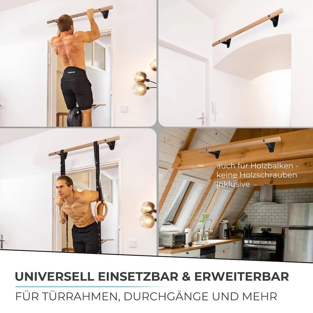 Holz Klimmzugstange zur Wandmontage über Türrahmen 4/7