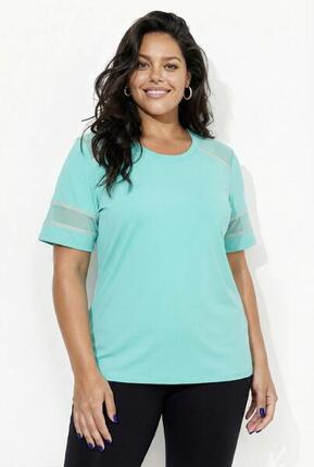 Damen Funktions-Shirt Mesh-Einsatz Rundhals Halbarm