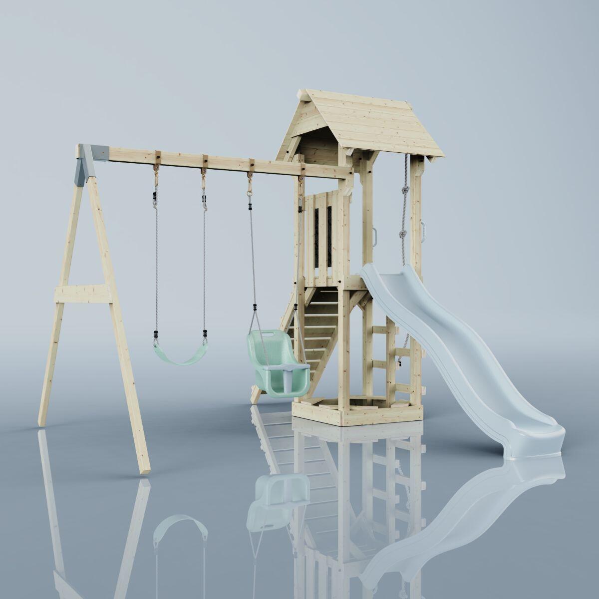 Spielturm Vimmerby mit Babyschaukel in Eisblau - 357 × 305 × 273 cm 4/6