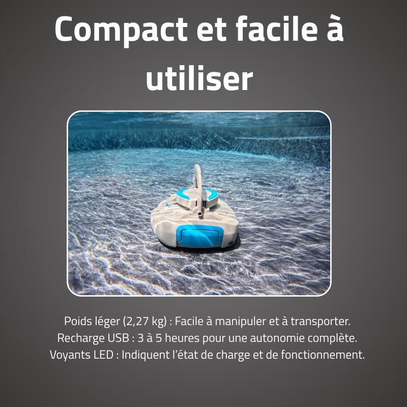 Bestway Robot piscine sans fil Quartz nettoyage fond plat 10 m² max 4/7
