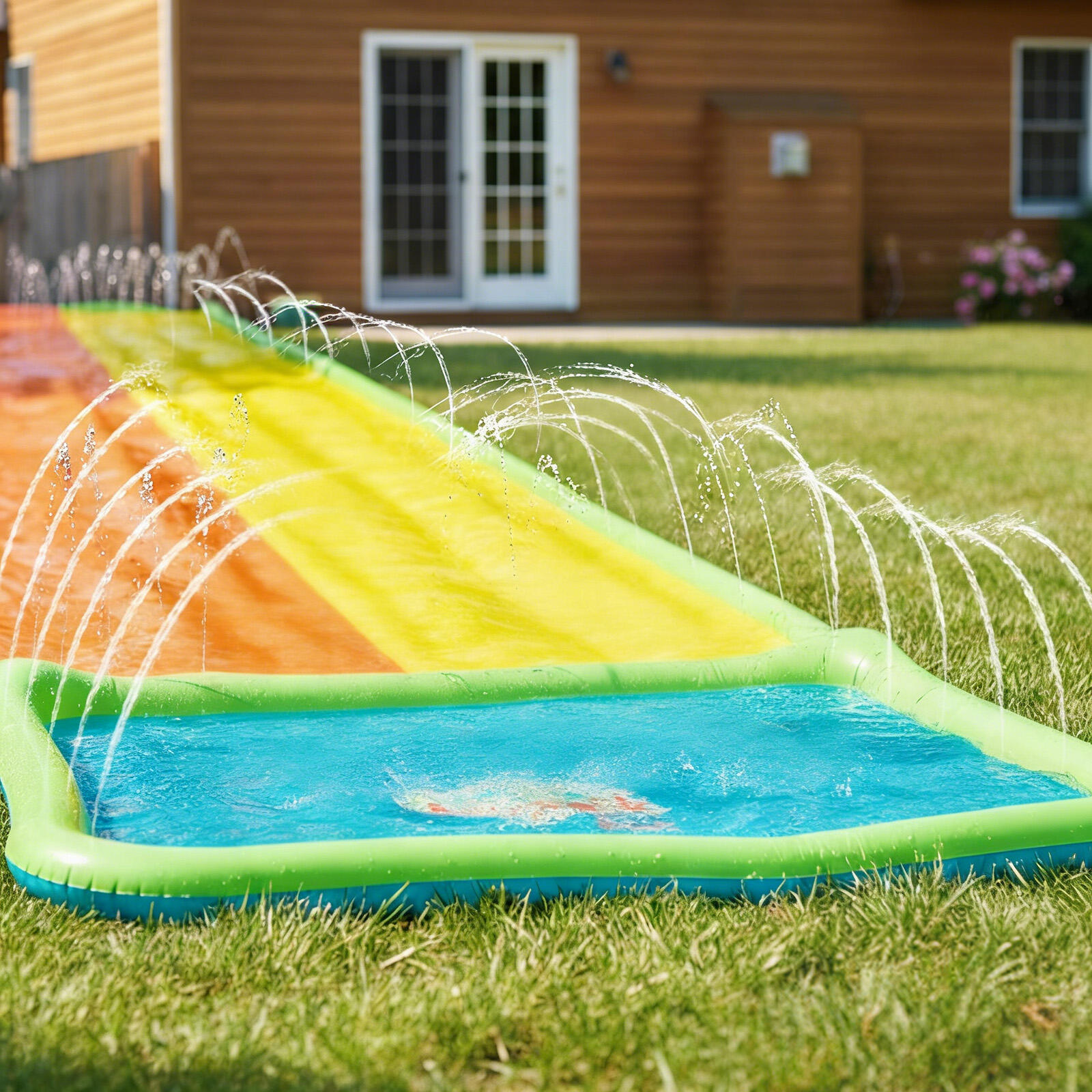 Slip N Slide Tobogán Acuático 5,5m Carril Doble con Piscina & Bodyboards 2 7/7