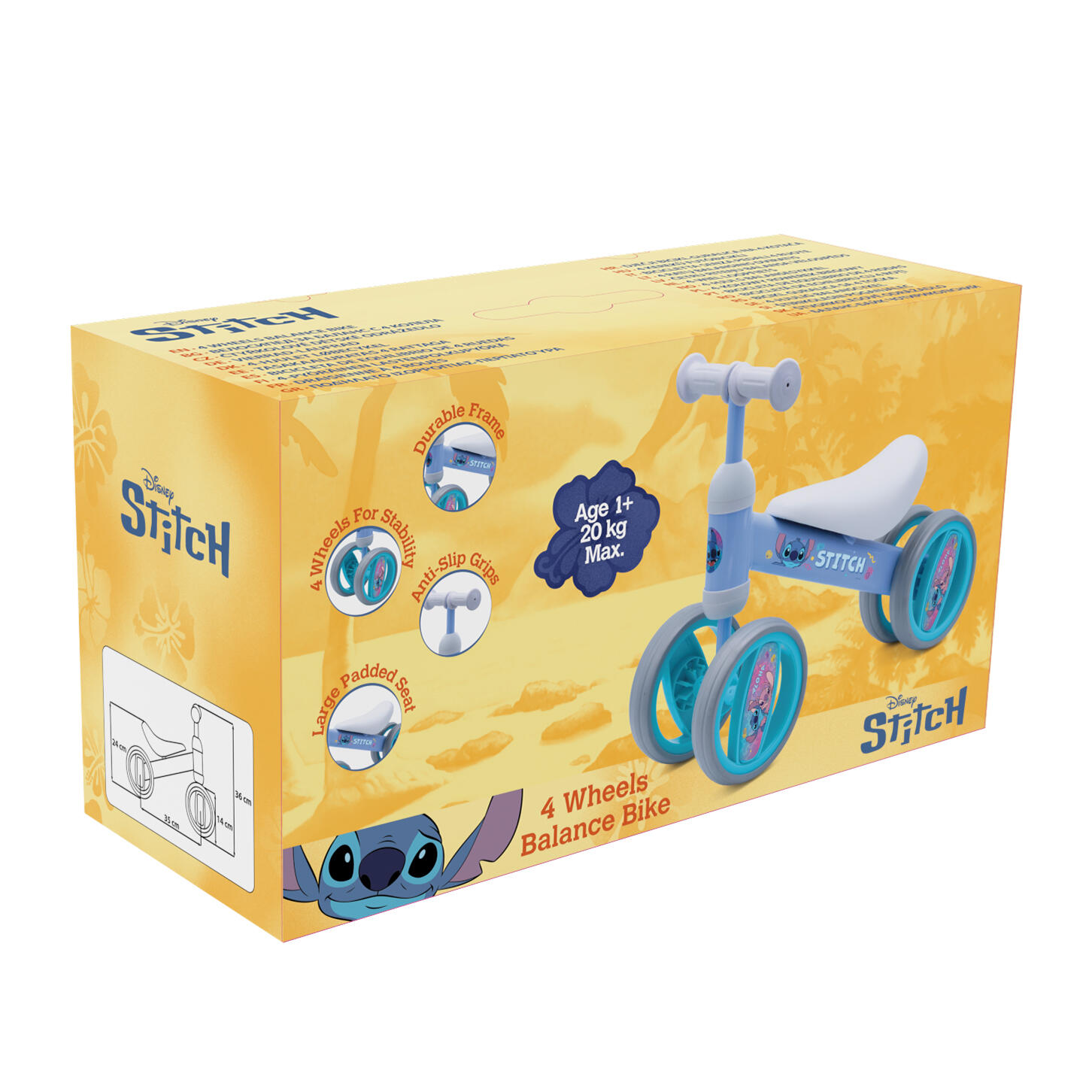 Meisjes loopfiets met 4 wielen Stitch, blauw 3/4