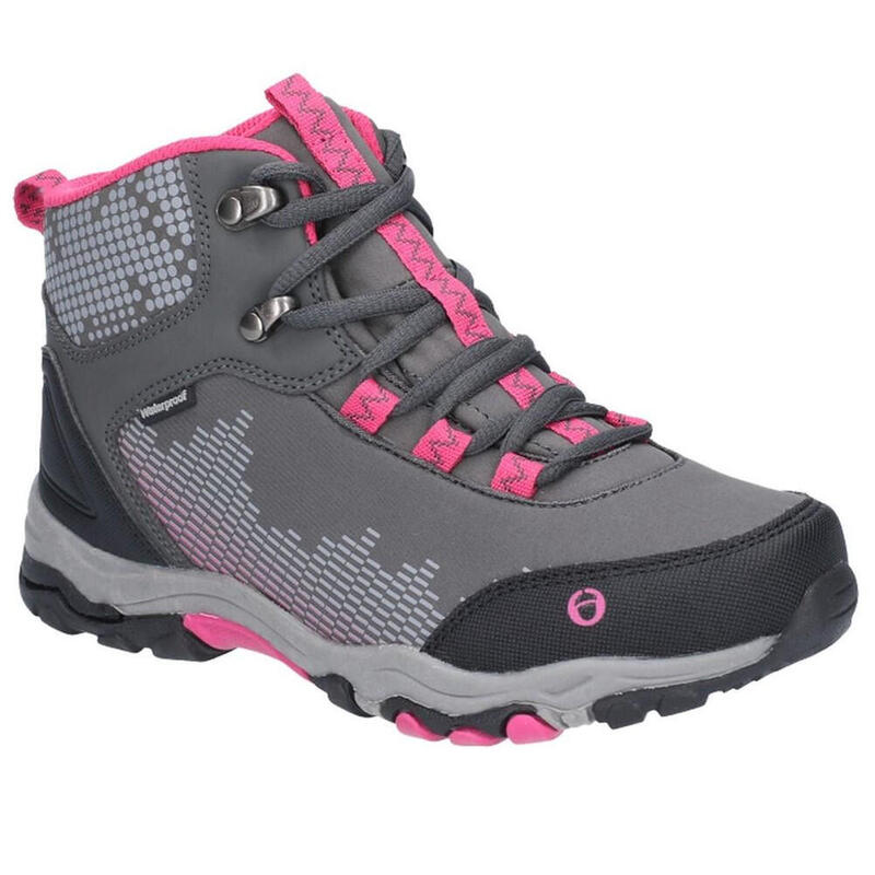 Childrens/Kids Ducklington Lace Up Hiking Boots (Grey/Pink)