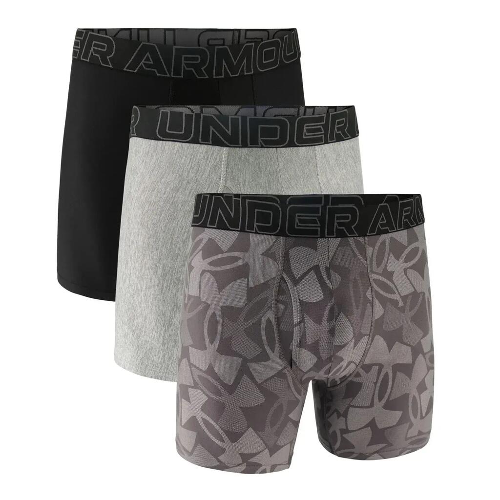 Under Armour Men's 3-Pack Performance Boxers 6in Grey