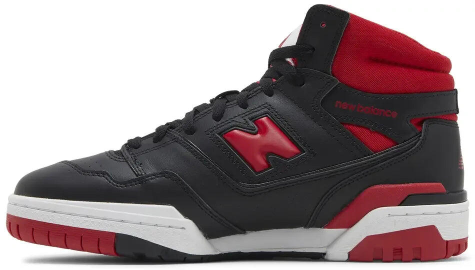 schoenen - basketbal - unisex - 650r - hi-top, leer, color-block - zwart/rood. 2/5