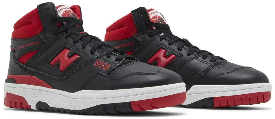 schoenen - basketbal - unisex - 650r - hi-top, leer, color-block - zwart/rood. 5/5