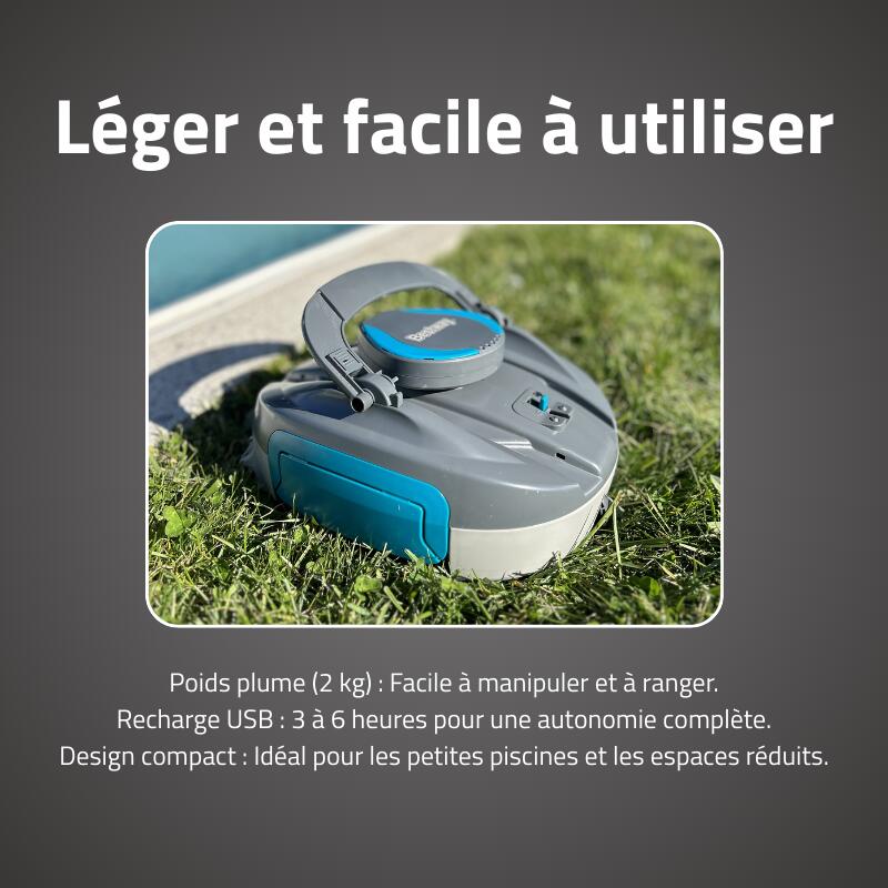 Bestway Robot piscine sans fil Agathe nettoyage fond plat 15 m² max 3/7