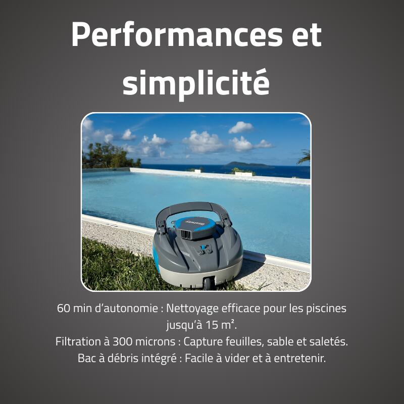 Bestway Robot piscine sans fil Agathe nettoyage fond plat 15 m² max 4/7