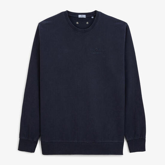 Sweat col rond Archives teinture old en coton bleu marine