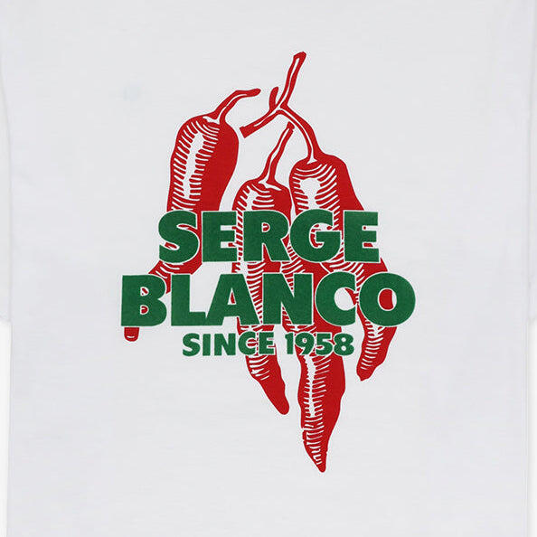 T-shirt girocollo con stampa peperoncini sul retro in cotone bianco 4/6
