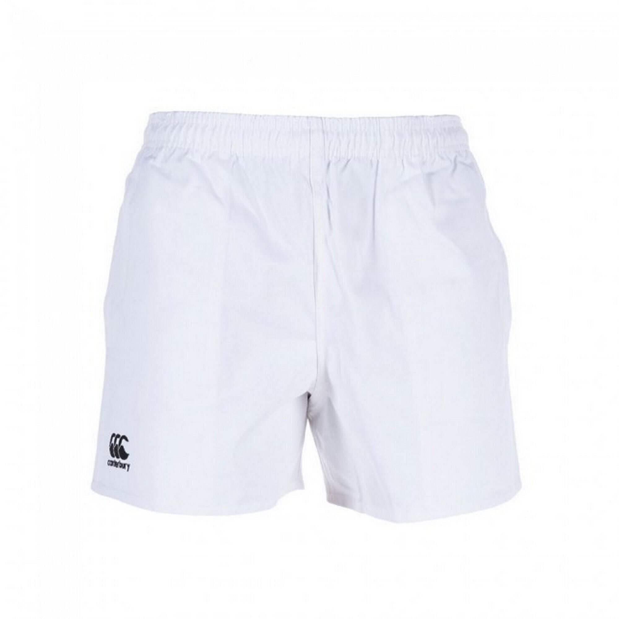 CANTERBURY Childrens Teens Professional Elasticated Sports Shorts (White)