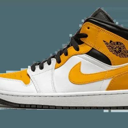 Unisex - Basketball shoes - Air Jordan 1 Mid - White/Gold/Black